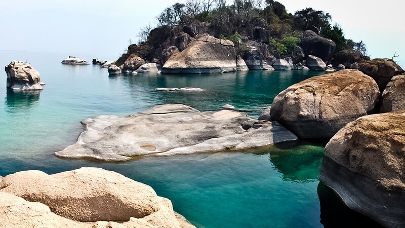 Rocky coastline with clear turquoise water
