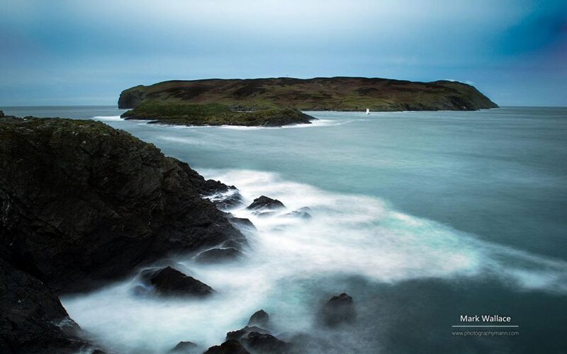 Rocky Coastline with Island — Blue
