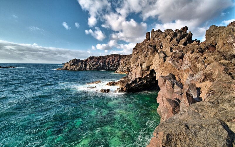 Rocky Coastline with Ocean — Blue, Dramatic