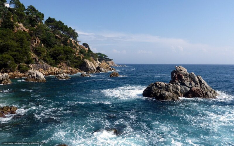 Rocky Coastline with Ocean — Blue, Serene