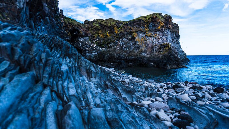 Rocky Coastline with Pebbles