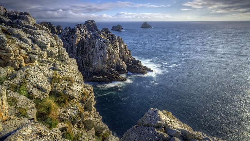 Rocky Coastline with Sea — Blue, Dramatic, Afternoon