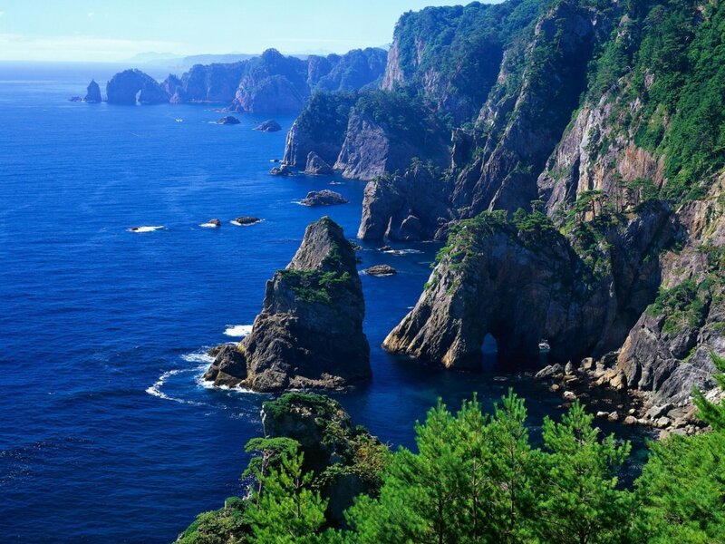 Rocky Coastline with Sea — Blue, Serene