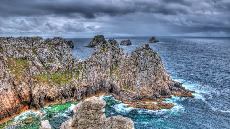 Rocky Coastline with Sea — Gray