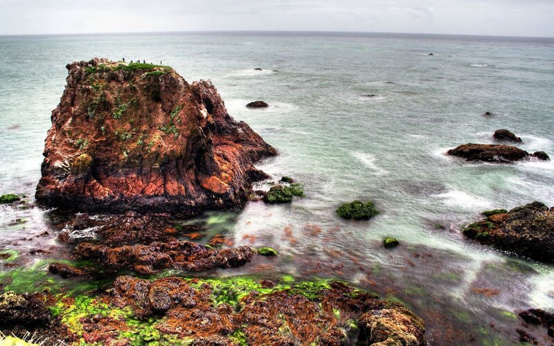 Rocky coastline with sea stacks