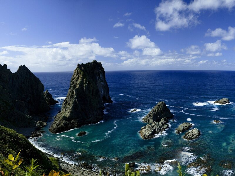 Rocky coastline with sea stacks