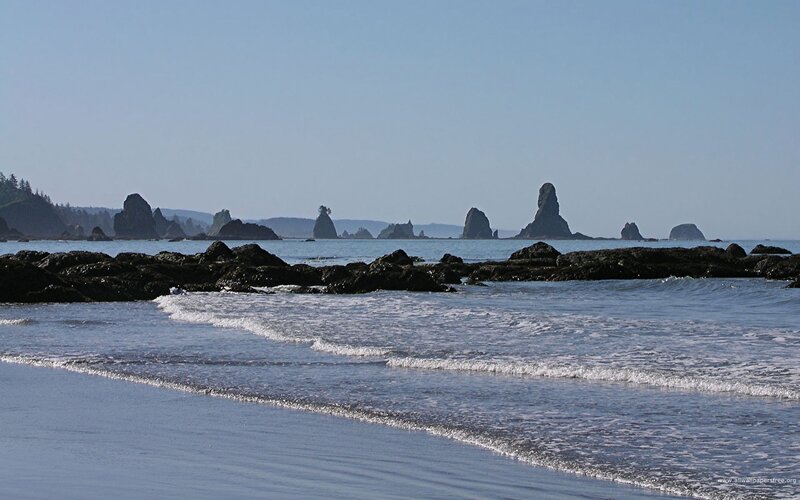 Rocky Coastline with Sea Stacks — Blue, Serene