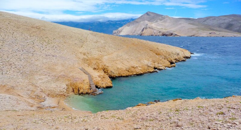 Rocky Coastline with Stairs — Blue