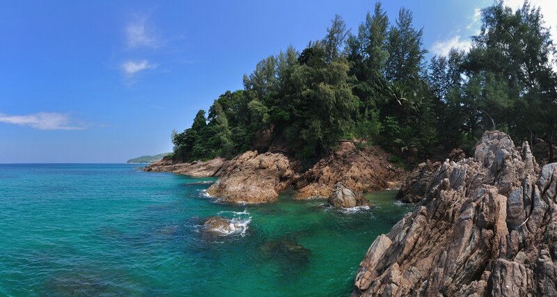 rocky coastline with turquoise water
