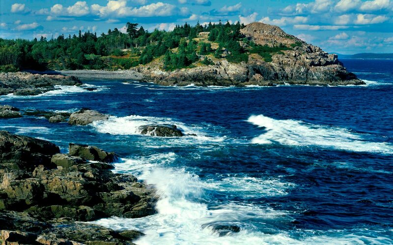 Rocky Coastline with Waves — Blue, Dramatic, Afternoon, Photograph, Ocean