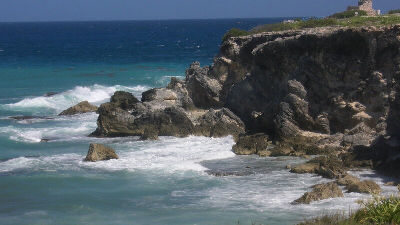 Rocky Coastline with Waves — Blue, Dramatic, Afternoon