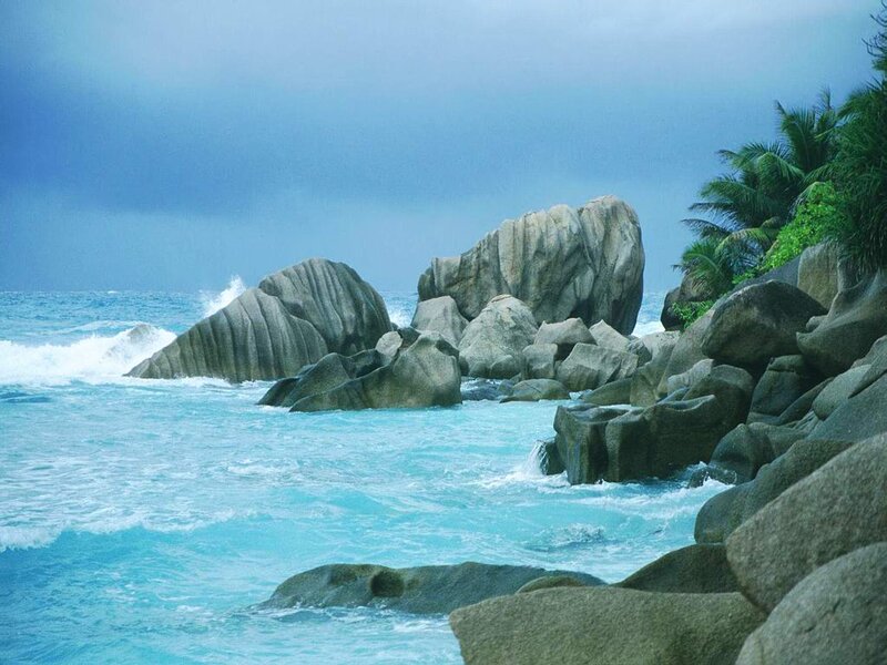 Rocky Coastline with Waves — Blue, Dramatic