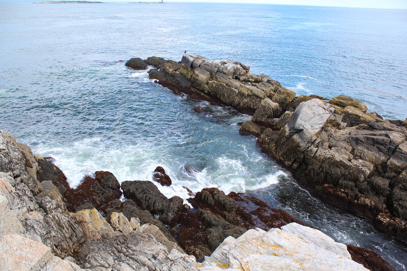 Rocky Coastline with Waves — Blue, Serene, Afternoon, Photograph, Ocean, Rocks