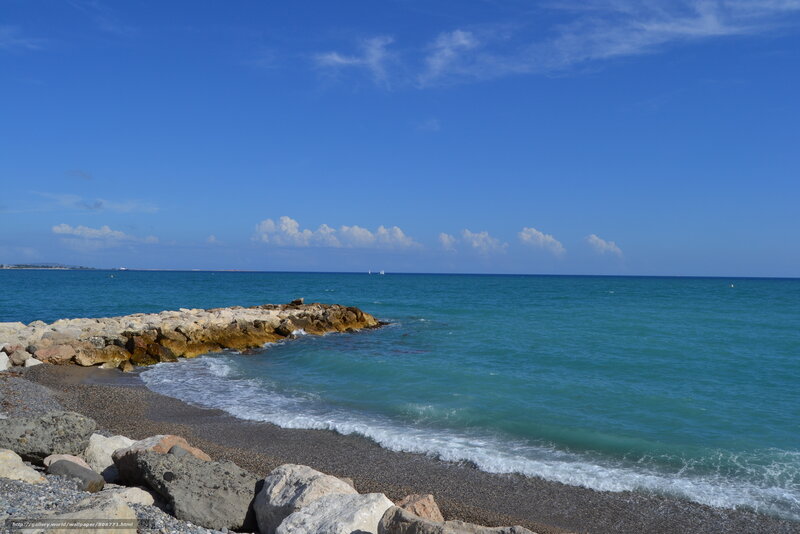 Rocky Coastline with Waves — Blue, Serene, Afternoon, Photograph, Ocean, Sky