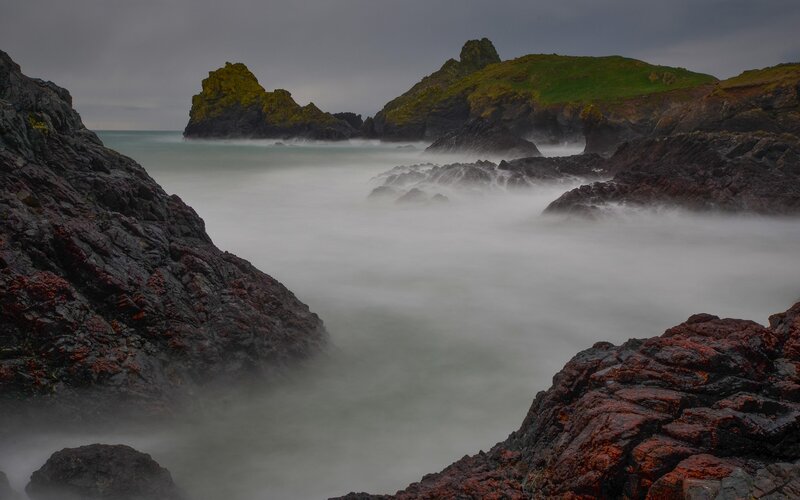 Rocky Coastline with Waves — Gray, Dramatic
