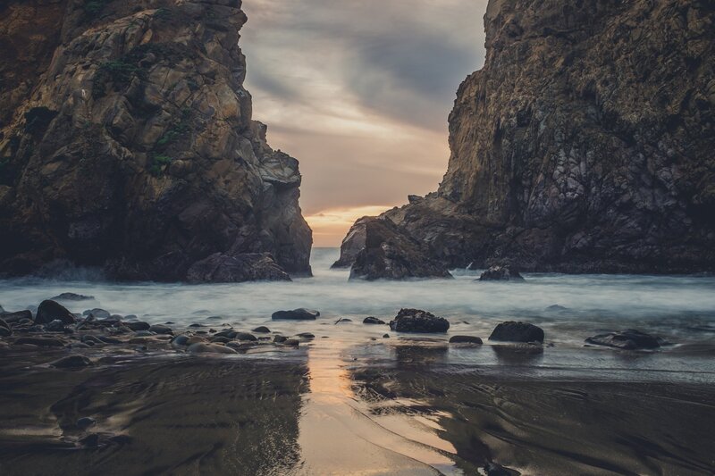 Rocky Cove at Sunset — Brown