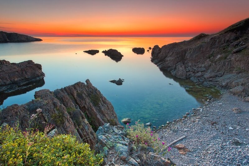 Rocky Cove at Sunset — Orange