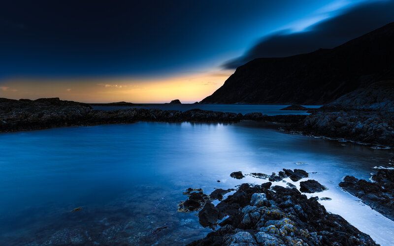 Rocky Cove at Twilight — Blue