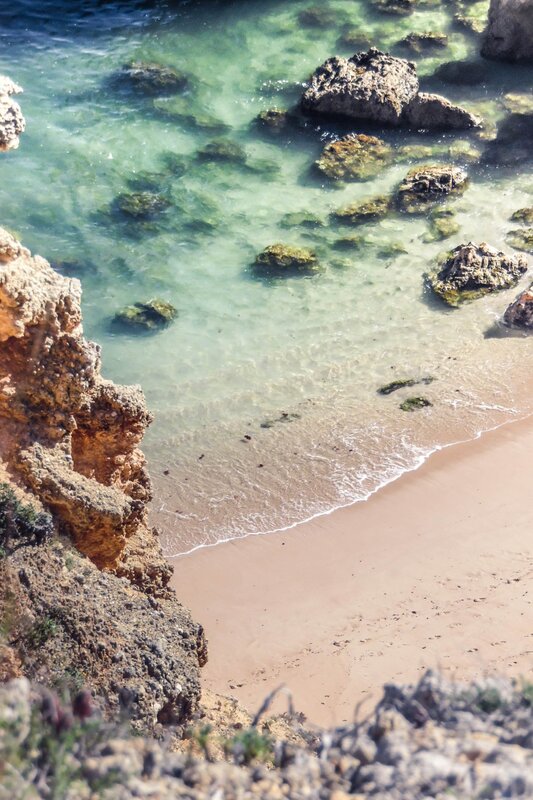 Rocky Cove Beach — Blue, Serene, Afternoon, Photograph