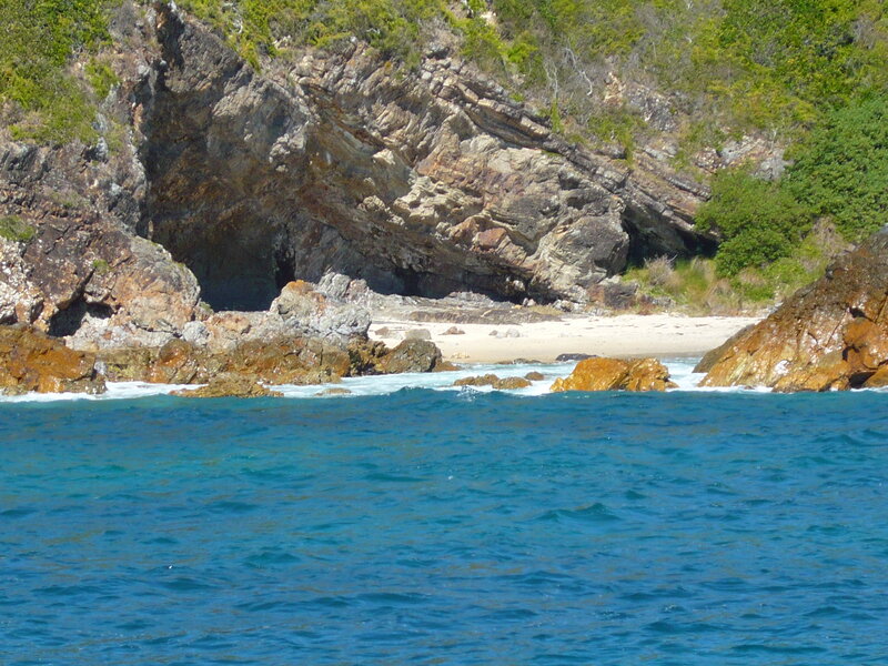 Rocky Cove with Beach — Blue, Serene