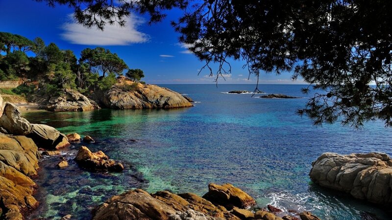 Rocky cove with clear blue water