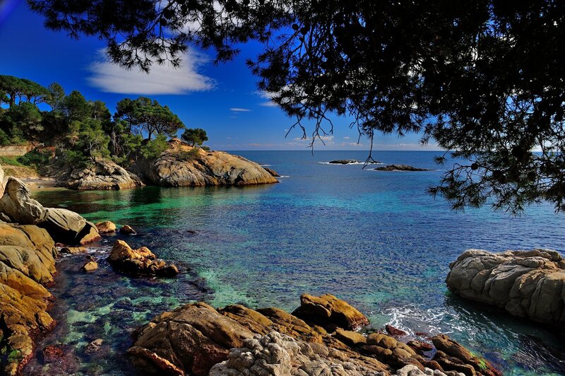 Rocky Cove with Clear Water — Serene