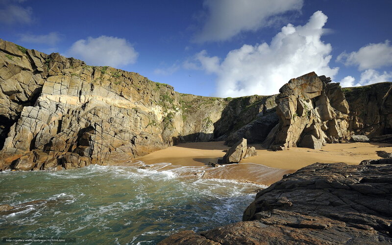 rocky cove with sandy beach