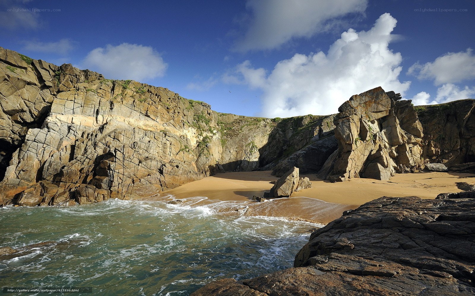 rocky cove with sandy beach