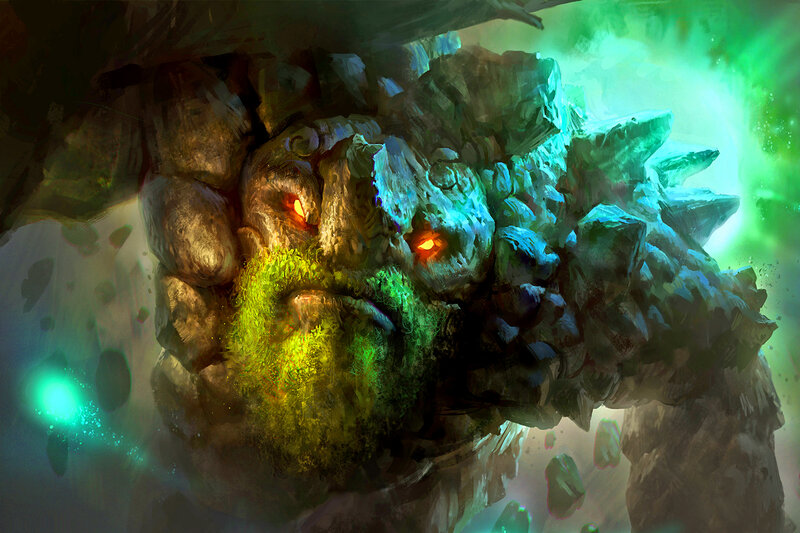 Rocky Creature with Glowing Eyes