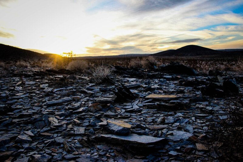 Rocky Desert Landscape — Blue, Dramatic, Sunset, Photograph