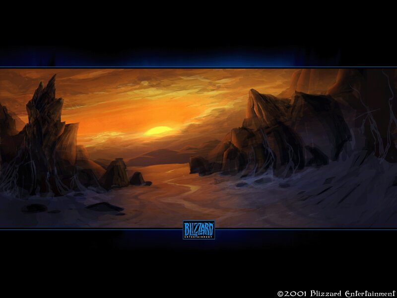 Rocky Desert Landscape — Orange, Dramatic, Sunset, Digital Art, Rocks