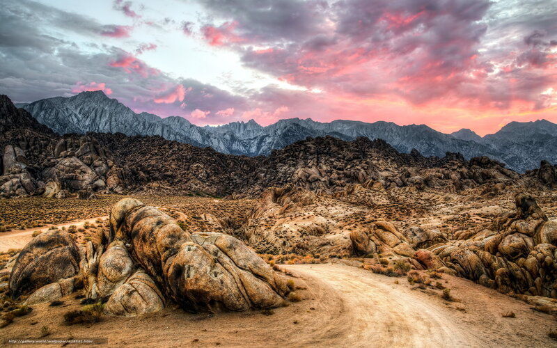 Rocky Desert Landscape — Pink, Dramatic, Sunset