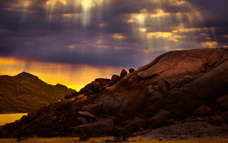 Rocky Hill at Sunset — Yellow