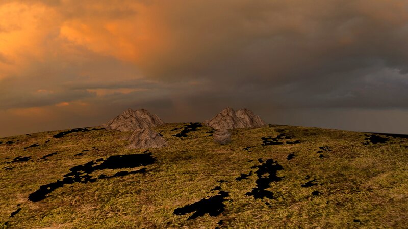 Rocky Hills at Sunset — Orange, Dramatic