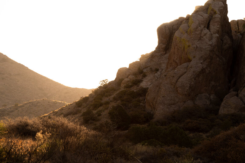 Rocky Hillside at Sunset — Brown