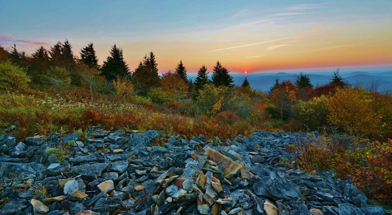 Rocky Hillside at Sunset — Orange, Serene, Photograph