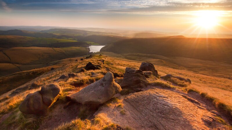 Rocky Hillside at Sunset