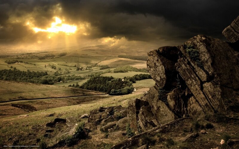 Rocky Hillside Landscape — Brown