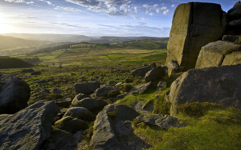 Rocky Hillside Landscape — Green, Serene