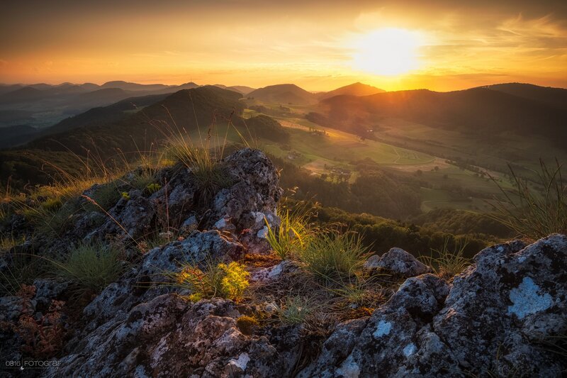 Rocky Hilltop at Sunset