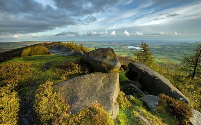 Rocky Hilltop Landscape — Green, Dramatic