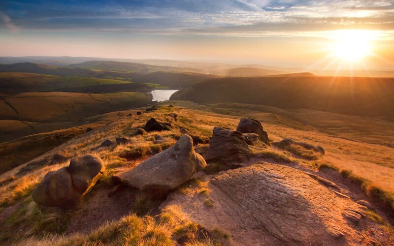 Rocky Hilltop Landscape — Orange
