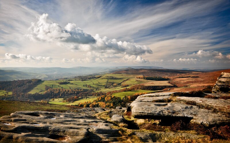 Rocky Hilltop View — Green, Serene, Autumn