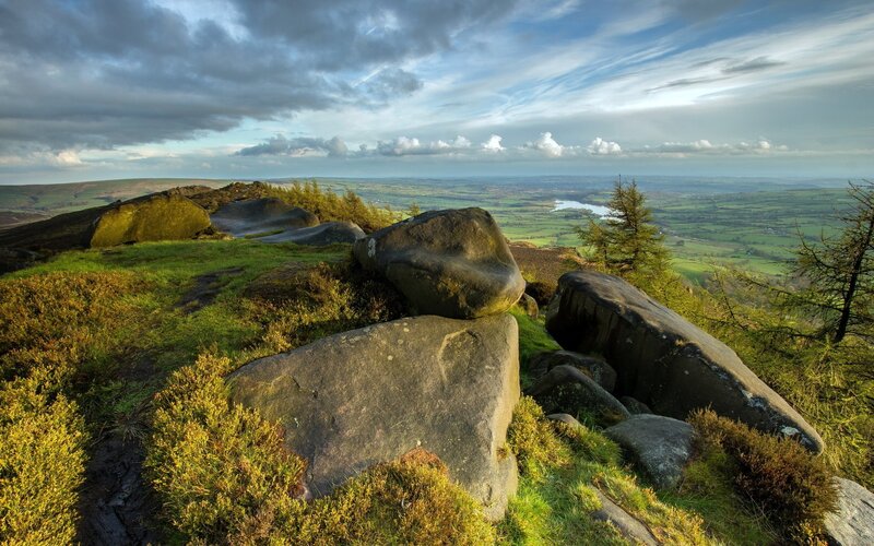 Rocky hilltop with valley view
