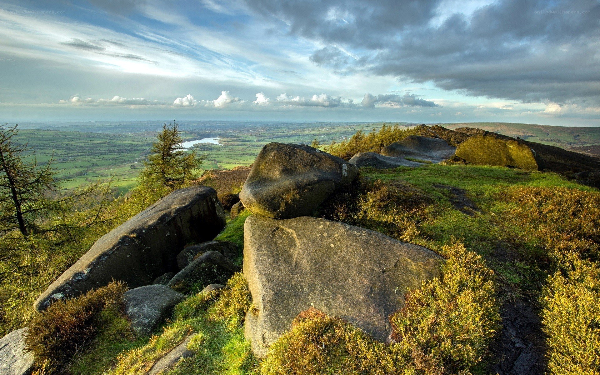 Rocky hilltop with valley view