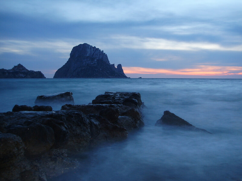 Rocky Island at Dusk — Blue