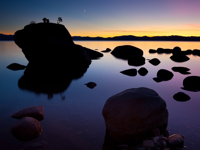Rocky Island at Dusk — Purple