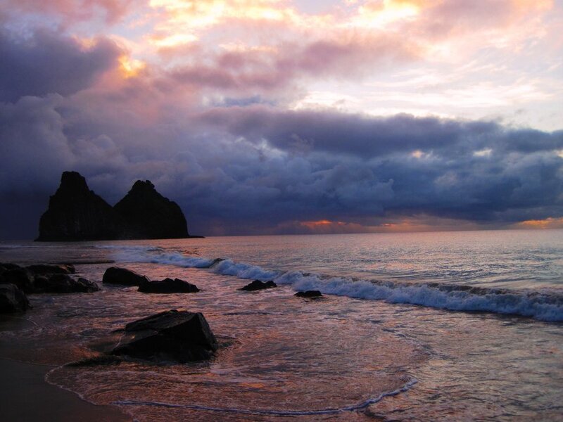 Rocky Island at Sunset — Purple