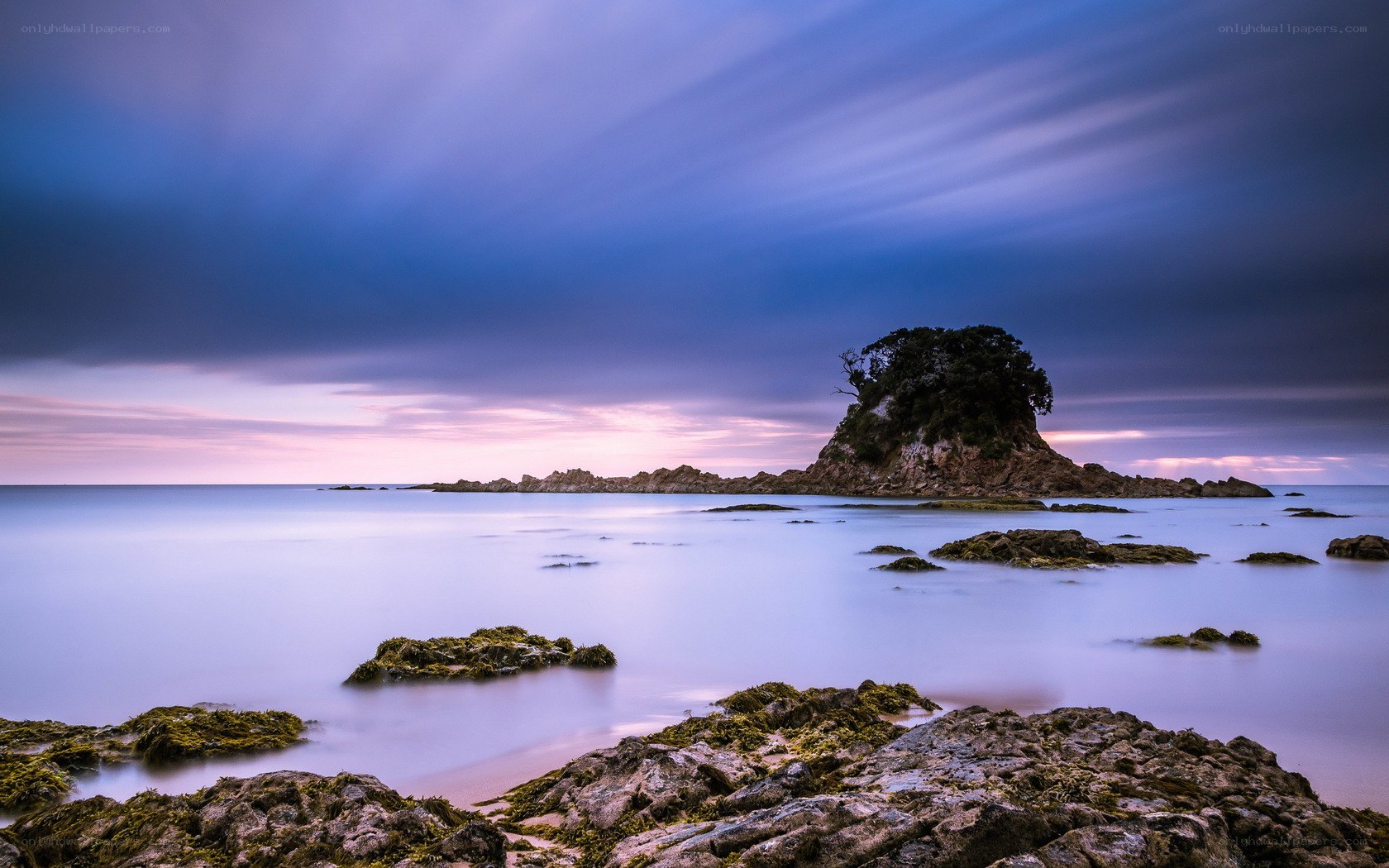 Rocky island at twilight