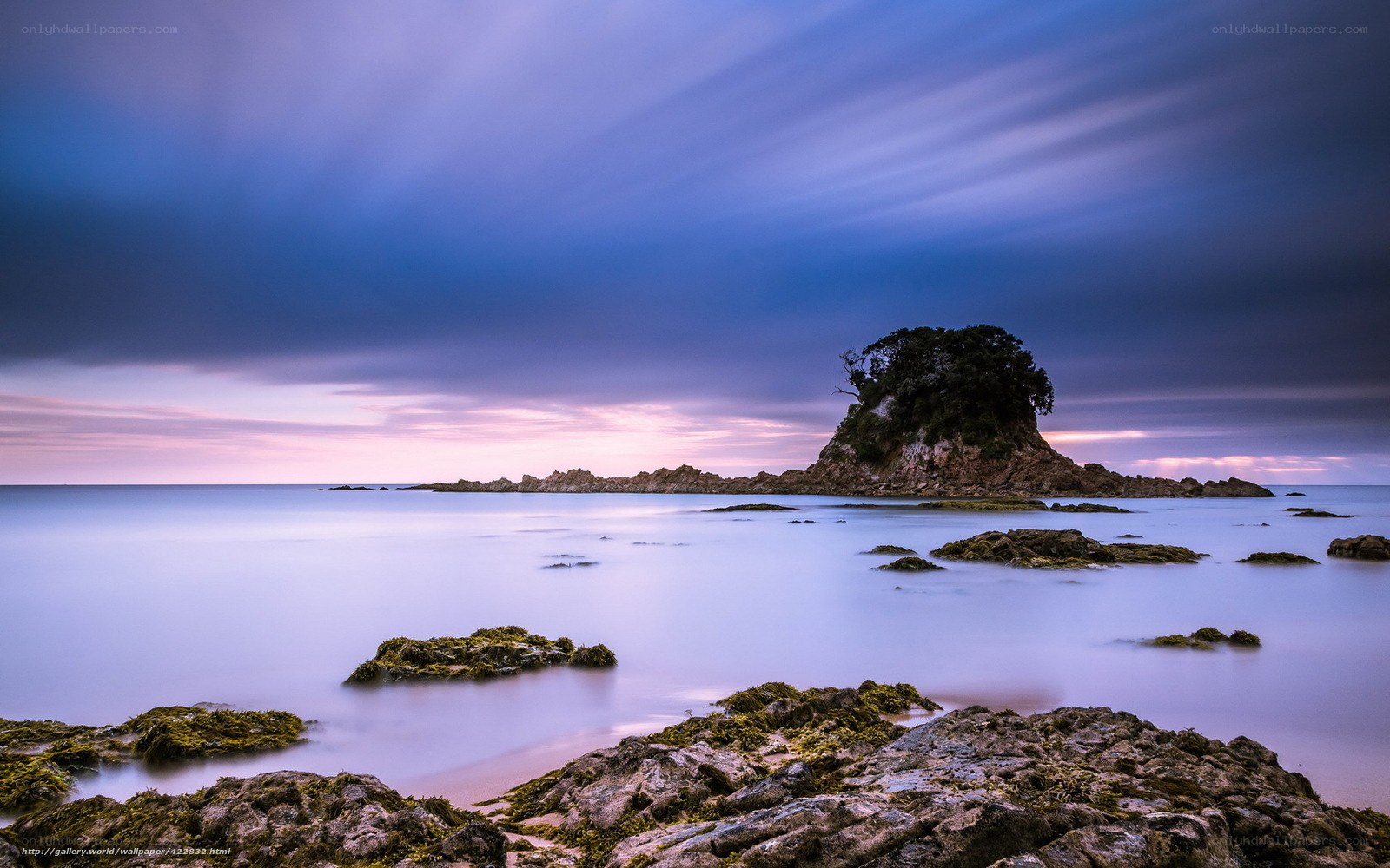 Rocky island at twilight